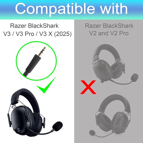 Image of LEFXMOPHY 2-Pack Mic Replacement for Razer Blackshark V3, V3 PRO, V3 X (2025 Version) Game Headset Accessories 3.5mm Detachable Gaming Boom Microphone Piece, Black
