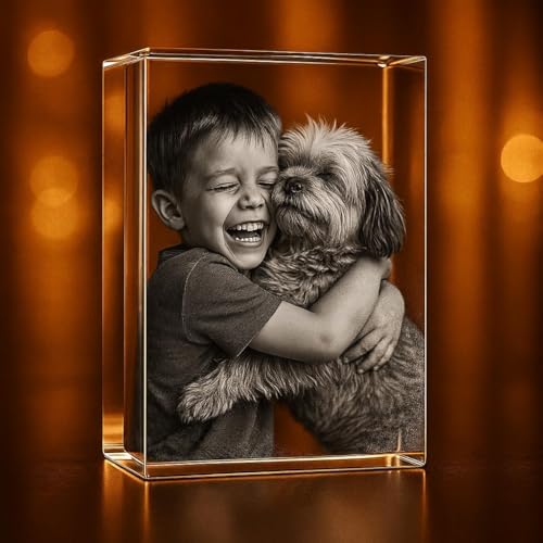 Image of Rangoli Crystal Photo Cube (40mm x 40mm x 40mm) Custom Engraved Glass Picture, LED Light Base Option - Unique Gift for Birthday, Wedding, Anniversary, Couples, Memorial, and Special Occasions. P-4