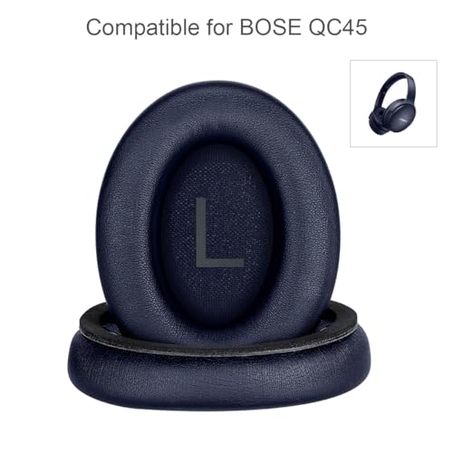 Image of ELZO Replacement Ear Pads for Bose QuietComfort 45 (QC45) /QC SE Headphones, Premium Softer Leather, High-Density Noise Cancelling Foam, Added Thickness, Blue