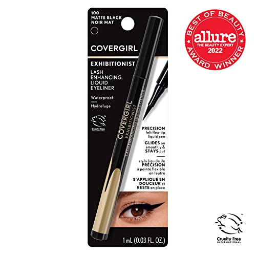 COVERGIRL Exhibitionist Lash Enhancing Liquid Eyeliner, Matte Black - Image 3