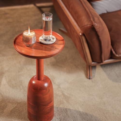 Image of Cocoa End Table Wooden Side Table for Bedroom| Living Room | Bedside Table | Nightstand | Sofa Side Table | Accent Table | Home Decor Furniture | Honey Color Finish | Acacia Wood | 61cm