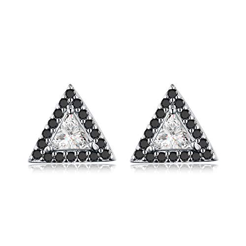 Boucles d'oreilles triangulaires argent 925 et bijoux pierre spinelle noire