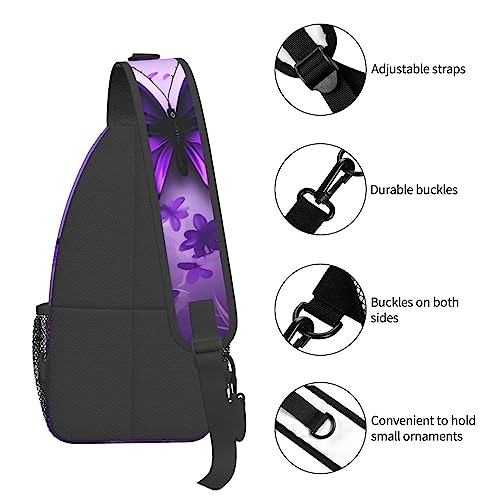 Mochila deportiva bandolera estilo mariposas moradas miniatura 5