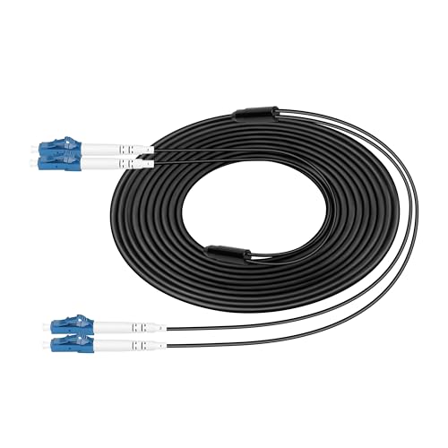LC to LC Fiber Optic Cable Internet 1000m/3280ft,TPU Armored Single Mode Fiber Patch Cable 2 Core 9/125um OS2 Outdoor Fiber Patch Cable OD-4mm,UPC Simplex Fiber Optic Cable