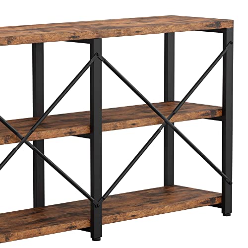 Ironck Rustic Entryway Console Table, Long Hallway Table 55 In 3-Tier, Tv Stand Entertainment Center Media Stand For Living Room, Industrial Style, Vintage Brown #TOP6