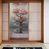 AKGFFDS Cortina de puerta de 86 x 142 cm, diseño de pájaro rosa en el árbol, buena cortina que bloquea la luz y es resistente al polvo, adecuada para oficinas y restaurantes
