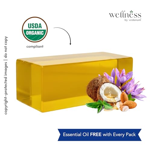 Image of VEDANUM Ayurscience 100% Natural and Organic Pure Saffron Soap Base - 400 Gm | Handmade Soap Making | A+ Kesar | SLES Free | pH Skin Friendly | Lab Tested