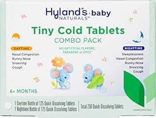 Infant and Baby Cold Medicine, Hyland's Naturals Baby Tiny Cold Tablets, Day & Night Value Pack, Decongestant and Cough Relief, 250 Quick-Dissolving Tablets
