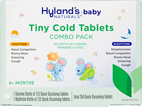 Image of Infant and Baby Cold Medicine, Hyland's Baby Tiny Cold Tablets, Day and Night Value Pack, Decongestant and Cough Relief, 250 Quick-Dissolving Tablets