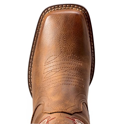 Womens Cowboy Boots Square Toe Cowgirl Boots Ladies Country Western Boots Wide Calf Embroidery Brown Low Heel US 6-113