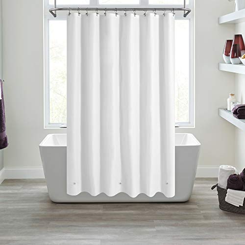 Image of Mrs Awesome White Shower Curtain Liner with 3 Magnets, 72x72 Premium Flexible Sturdy Plastic Shower Curtain for Bathroom Lightweight & Waterproof, White
