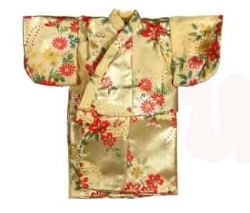 150705 着せれる小さい人形の着物　江戸縮緬 ドール着物 着せ替え人形の着物 明治時代に絹織物で栄えた松崎町
