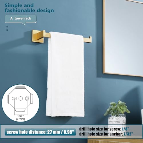 Image of KOKOSIRI Towel Bar Gold Hand Towel Holder for Bathroom Kitchen Hardware Stainless Steel Wall Mounted, Brushed Gold, B3003BG