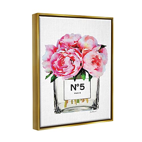 Image of Stupell Industries Glam Paris Vase with Pink Peony, Design by Amanda Greenwood, 16x20, Gold Floater Framed | Stupell Industries . By Amanda Greenwood . Ready to hang . Made in USA