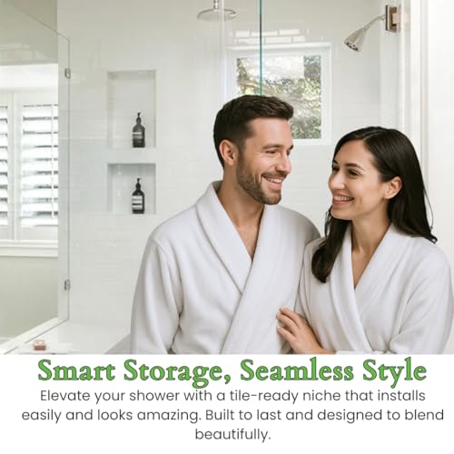 Shower Niche Insert Tile Ready, Recessed Wall Niche, Shower Inserts Kit for Bathroom Wall, Recessed Shelf Insert, Lightweight and Durable, Grid Surface for Easy Tile Application, Square, 14x14 Inches - Image 3