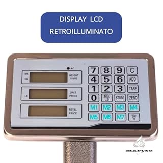 Maryse Bilancia Digitale a Piattaforma 300 kg Professionale – Precisione 0,1 kg – Funzione Calcolo Prezzo – Display Retroilluminato – Batteria Ricaricabile – Pieghevole – kg/lb