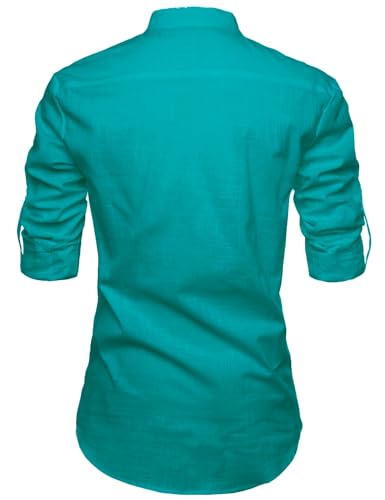 Image of Vida Loca Full Sleeve Mandarin Collor Cotton Casual Slim Fit Shirt for Men's
