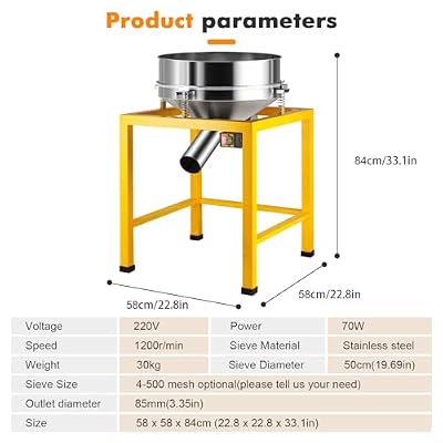 YUCHENGTECH Automatic Sieve Shaker Automatic Powder Sifter Machine Electric Sifter Shaker Machine Industrial Vibrating Sieve Machine Electric Flour Sifter 19.69in 4-200mesh Optional (220V)