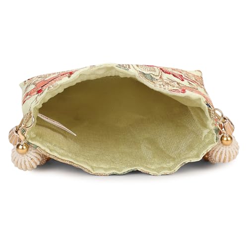 Image of LONGING TO BUY Indian Ethnic Pearls & Sequence Potli Bag for Women, Wedding Potli Bag and For Ethnic Wear