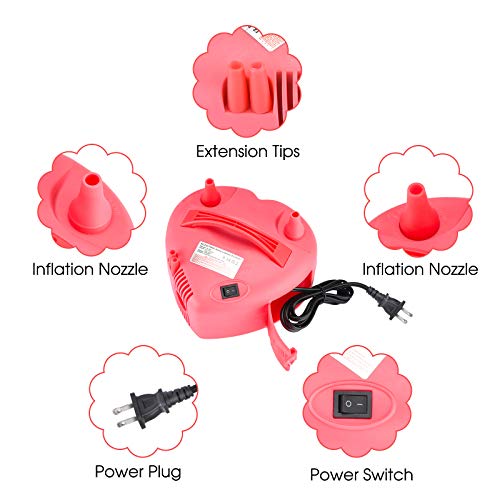 Electric Balloon Pump, NuLink Portable Dual Nozzle 110V 600W Electric Balloon Blower Pump for Decoration, Party [Pink] - Thumbnail 6