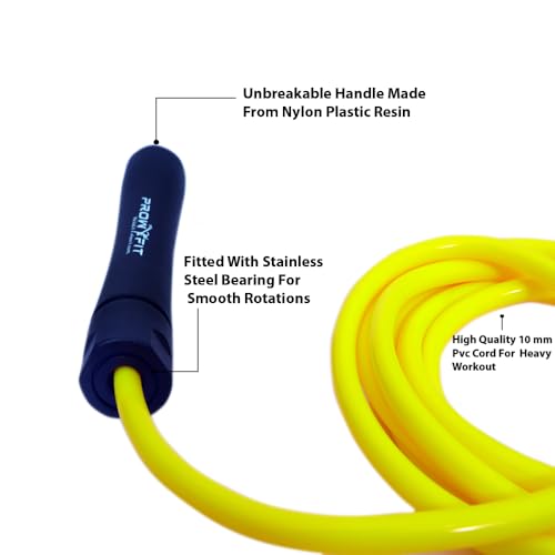 Weighty Heavy Ball Bearing 10 MM Pvc Jump Rope 1.1 LB Weighted Adjustable Boxers Skipping Rope For Men And Women Strength And Training 10 FT (Yellow-Black)