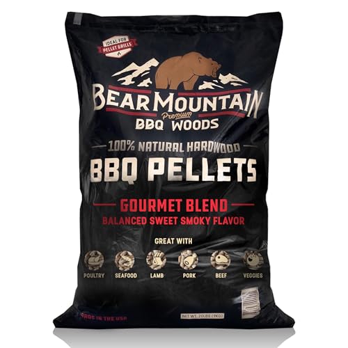 Bear Mountain All Natural Gourmet Blend Wood Pellets for Smoker, Grill & BBQ, 20 Lbs