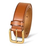 Amazon Essentials Men's Raw Edge Jeans Belt, Tan, 36