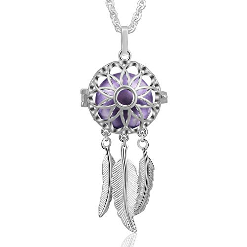 EUDORA Harmony Ball Traumfänger Glücksbringer Kette, Engel Anrufer Anhänger Halskette, Bola Klangkugel Kette Schmuck Mädchen Mama Mutter Schwester, 76,2cm