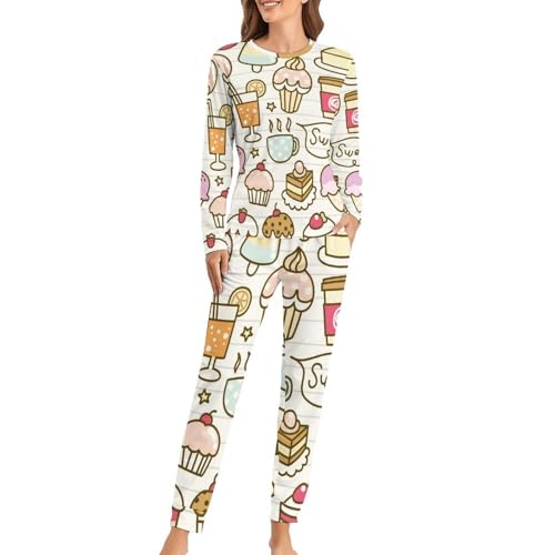 Pyjama femme style cocooning ensemble t-shirt manches longues et pantalon pour soirées d'hiver