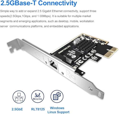 Image of EDUP 2.5GBase-T PCIe Network Adapter with 1 Port, 2500 /1000 /100Mbps Express Gigabit Ethernet Card RJ45 Controller, 2.5Gbps LAN PCIE Card, Support Windows Server /Windows 10 /8.1 /8 /7