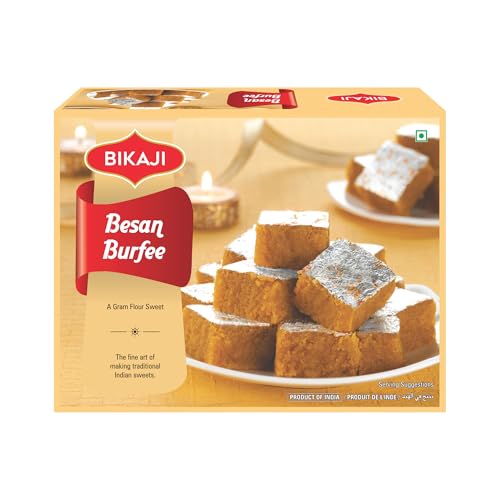 Bikaji Besan Burfi 12 oz (340g), Traditional Gram Flour Sweet, Authentic Indian Mithai, Soft & Rich Besan Barfi, Festive Dessert & Gifting Sweet Box, Ready-to-Eat Indian Sweet Treat