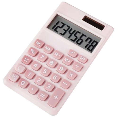 VILLCASE Calculatrice Solaire Portable pour Étudiants Mini Calculatrice 8 Chiffres en Plastique Rose Bonbon Compacte et Légère pour Bureau et École Calculette de Poche Pratique