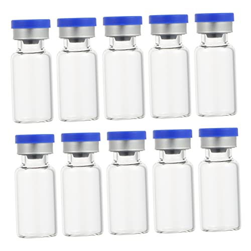 KICHOUSE Lab Reagent Bottle Set 100pcs Empty Glass Bottles Mini Bottles with Caps 3ml Size for Refilling Travel Essential