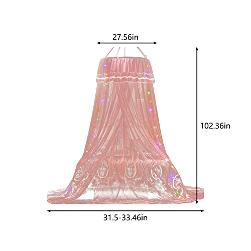 Mosquito Net Bed Canopy For Girls, Princess Round Hoop Sheer Bed Canopy, Dome Mosquito Netting Bed Tent Twin Girls Canopy Bed Decor (Pink) #TOP1