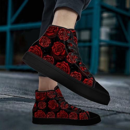 Rose High Top Canvas Shoes for Women Flower High Top Sneakers Lace Up Casual Shoes Gifts for Mama Girlfriend2