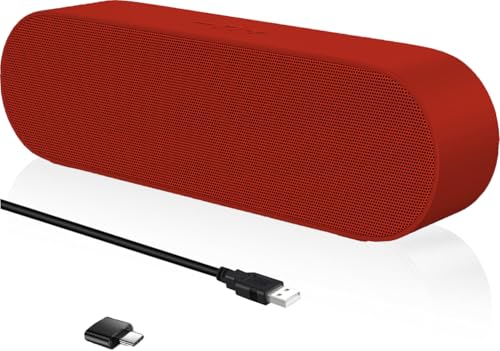 ZETIY Altavoces PC Mini, Altavoces USB Barra de Sonido Portátil con Estéreo Envolvente 3D, Altavoz de Sonido Estéreo para Ordenador, PC de Escritorio, Portátil, Móvil, Tabletas, Computadora - Rojo