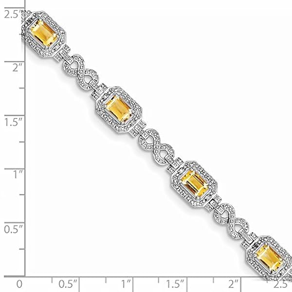 Diamond2deal In argento sterling 925 placcato al rodio e diamante e citrino bracciale