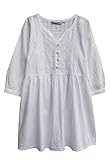 Ayurvastram Megha Pure Cotton Hand Embroidered Tunic Top Blouse: White, M