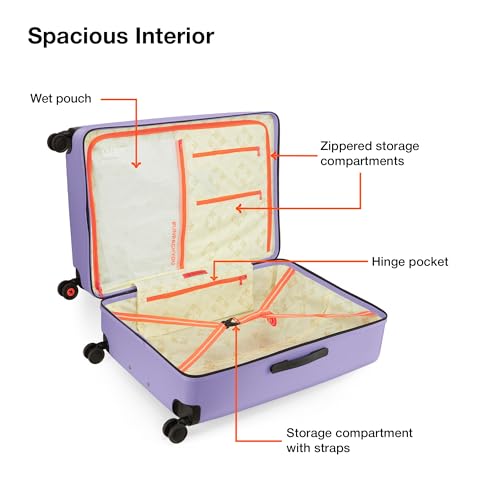 Image of Nasher Miles Zanzibar TSA Lock Hard-Sided Polycarbonate 8 Wheels Double Spinner Check-in Luggage Peach Lavender 24 inch |65cm Trolley Bag| Suitcase,Medium