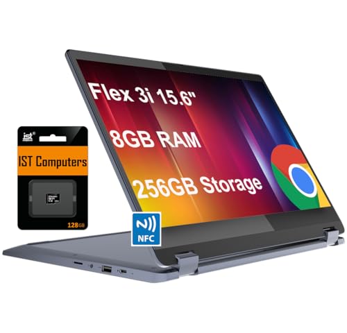 Lenovo Ideapad Flex 3i Chromebook 2-in-1 Laptop (15.6" FHD Touchscreen, Intel Pentium N6000, 8GB RAM, 256GB Storage (128GB eMMC+128GB IST SD Card)), Student & School, Webcam, NFC, Wi-Fi 6, Chrome OS
