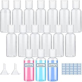 50ml Travel Bottles for Toiletries 16Pcs Small Plastic Bottles Travel Bottle Set Travel Toiletry Bottles with Lids for Travel or Cosmetic,Lotion Body Wash Shampoo