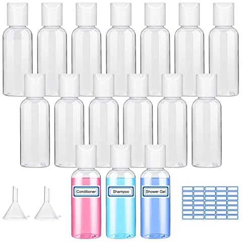 50ml Travel Bottles for Toiletries 16Pcs Small Plastic Bottles Travel Bottle Set Travel Toiletry Bottles with Lids for Travel or Cosmetic,Lotion Body Wash Shampoo Cover