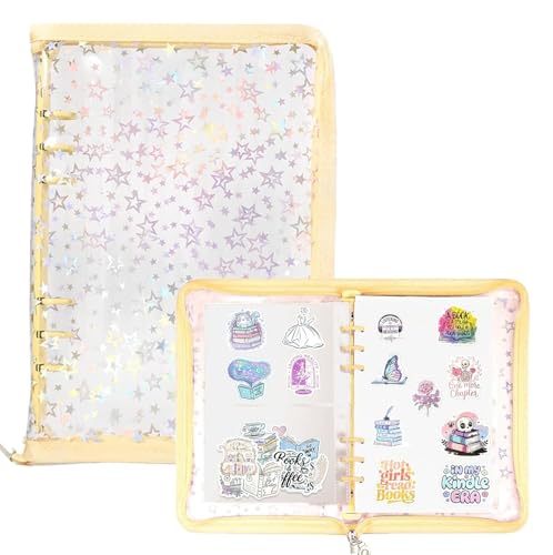 Amazon.co.jp: シール帳 透明 A5 収納バインダー 6穴 4ポケット 星柄