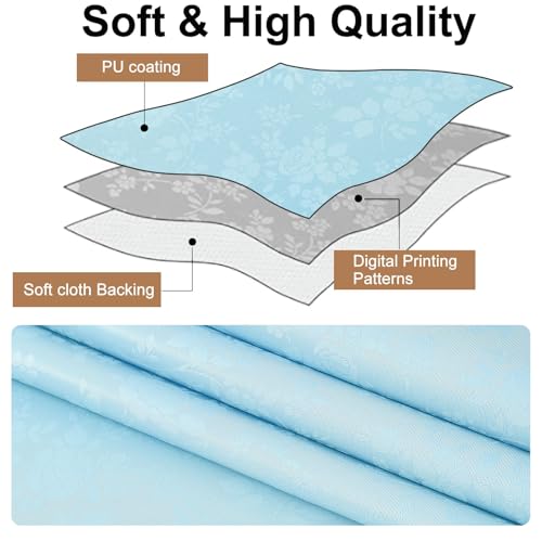 Image of Smiry Rectangle Table Cloth, Waterproof Heavy Duty Vinyl Tablecloths, Wipeable Washable Table Cover for Kitchen and Dining Room (Light Blue, 60 inch X 102 inch)