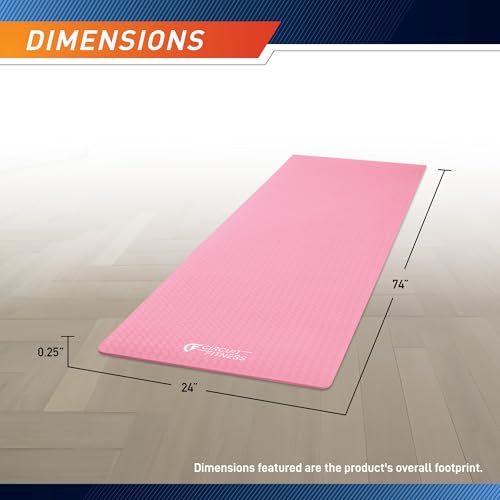 Circuit Fitness by Marcy 1/4-inch (6mm) Non Slip Multi-Purpose Exercise Yoga Mat with Carrying Strap - Sakura Pink - Image 3
