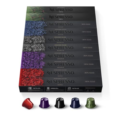 Nespresso Original - Bundle 100 Capsules de Café - Torréfaction Intense, Intensité Forte - 20x Napoli - 20x India - 20x Arpeggio - 20x Ristretto - 20x Kazaar