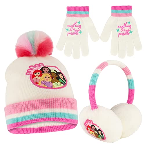 Disney Girls' Winter Earmuffs and Kids Gloves Set, Princess for Ages, Age 4-7