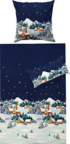 Erwin Müller Bettwäsche Feinbiber blau Größe 1x 135x200 cm + 1x 80x80...