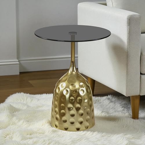 Image of The Attic Bellona Gold Hammered End Table Luxury Metal,Golden