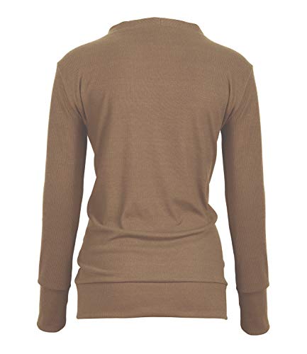 Women's V-Neck Solid Button Down Knitwear Soft Basic Long Sleeve Knit Snap Cardigan Sweater Brown M